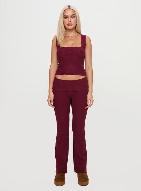 Mooring Square Neck Top Maroon Product Image
