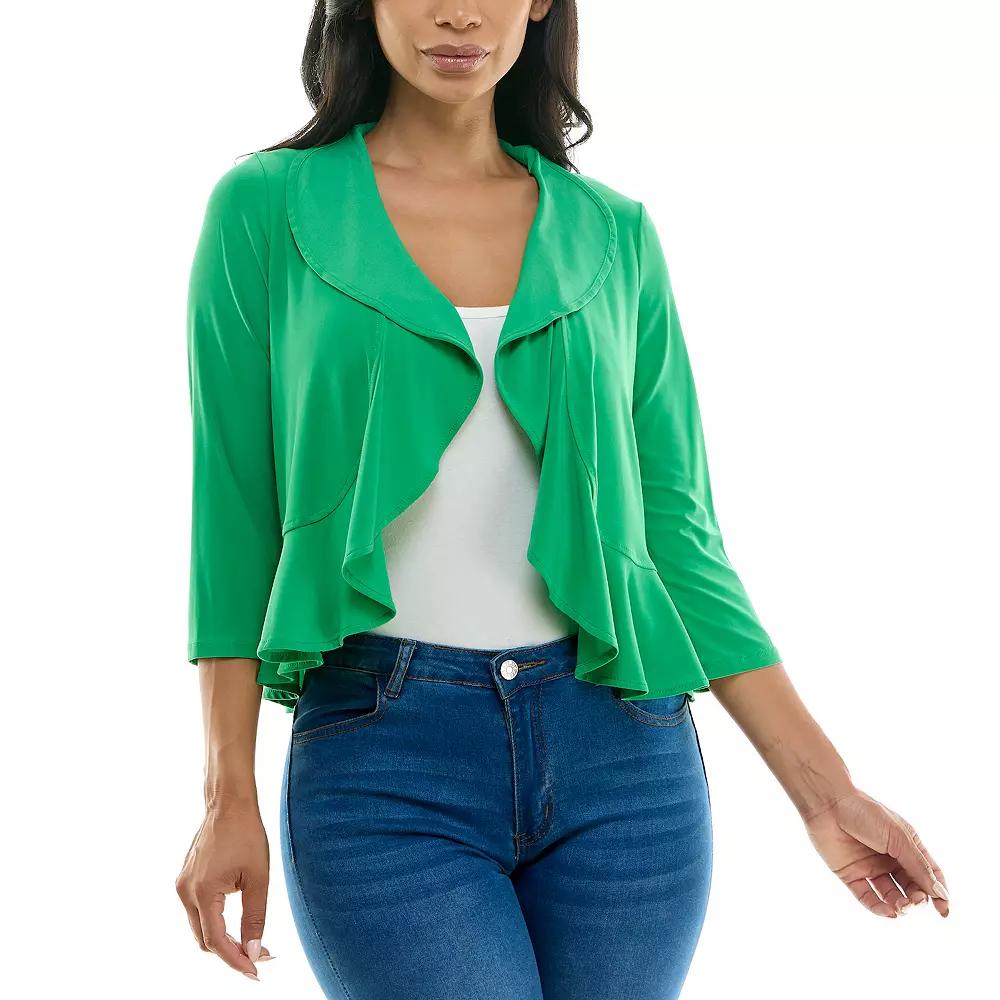 Women's Nina Leonard Chiffon-Back Ruffle Bolero,  Product Image