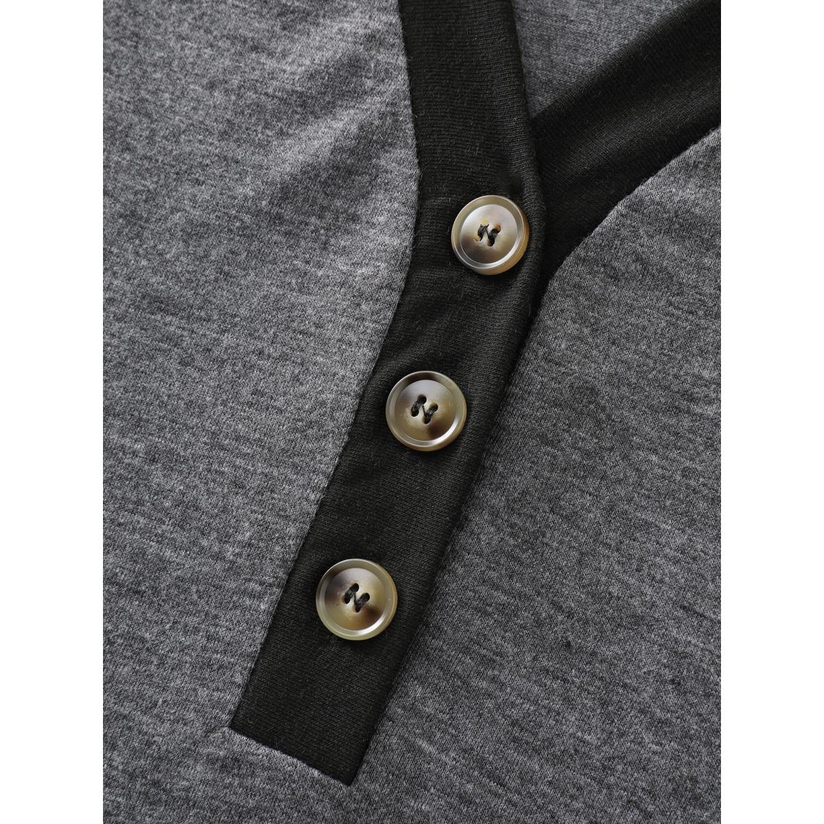 Plus Size Color Contrast Striped T-Shirt DimGray Women Leisure Contrast V-neck Bodycon Casual T-shirts BloomChic 30/6X Product Image