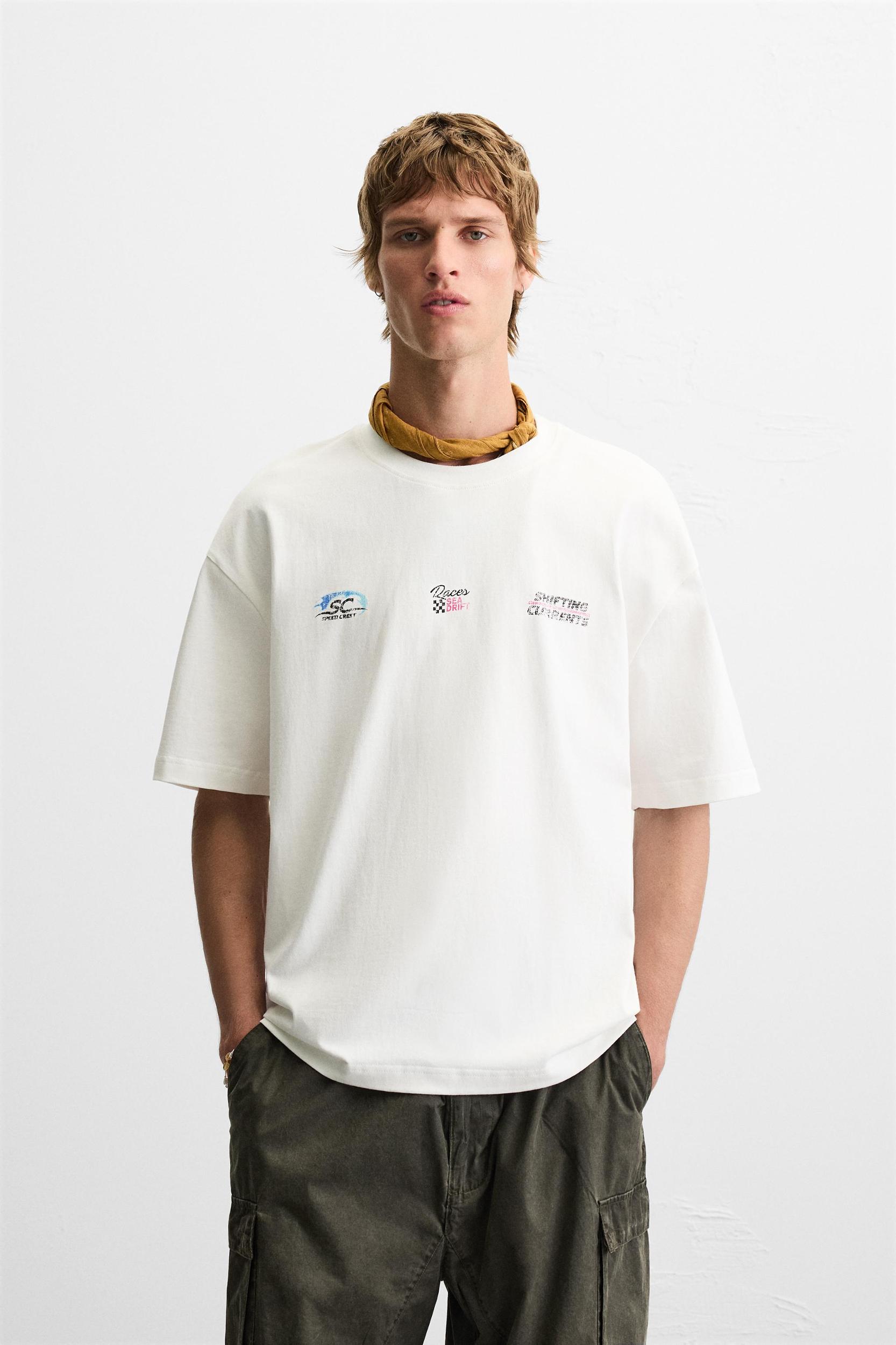RACING WASHED PRINT T-SHIRT Product Image