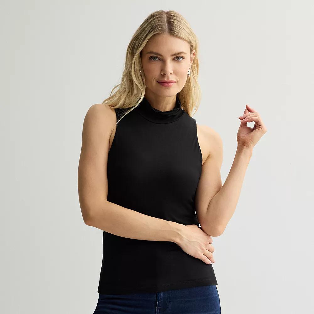 Women's INTEMPO™ Mock Neck Tank Top, Size: XL, Black Product Image