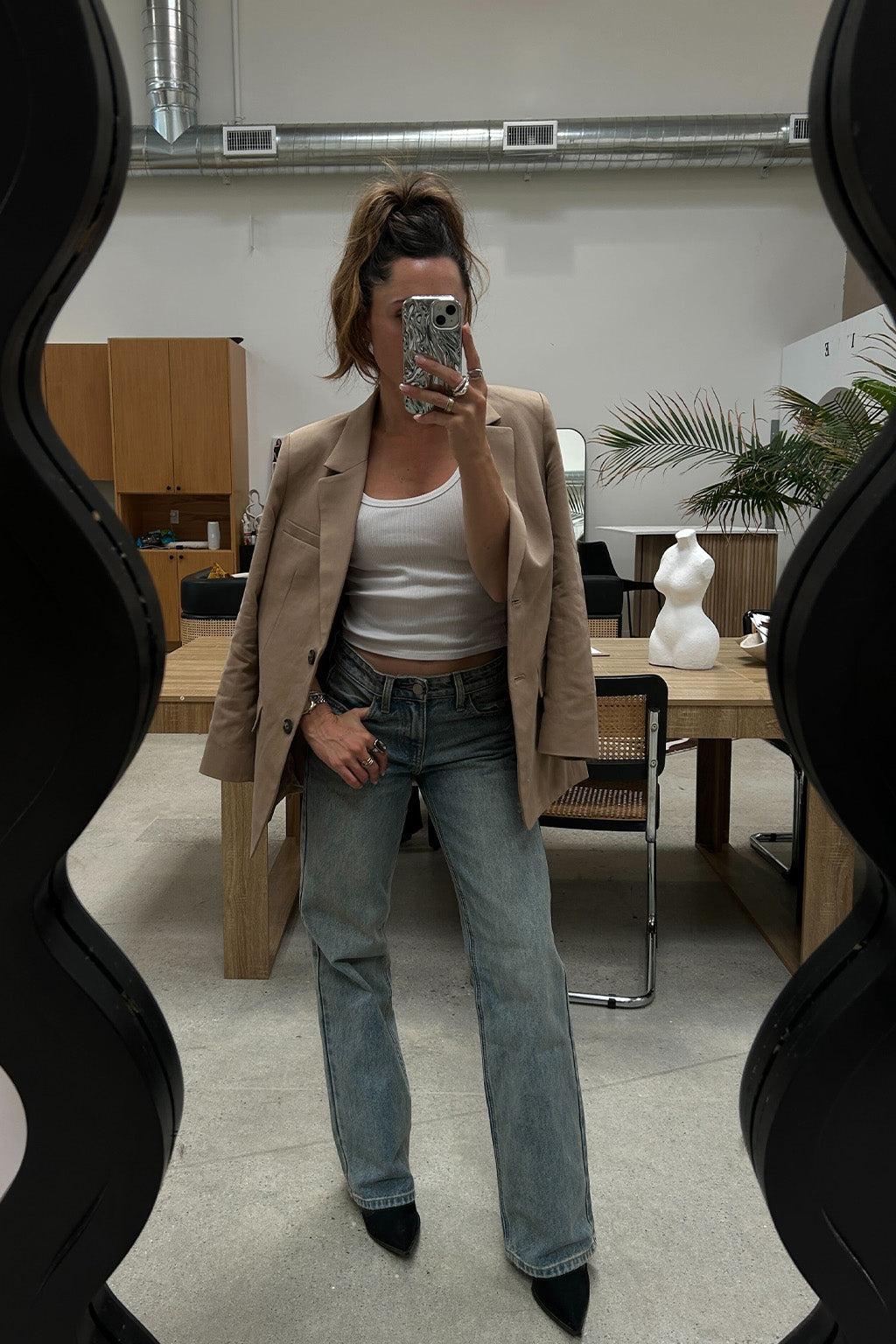 Cora Vintage Light Denim Low Rise Jeans Product Image