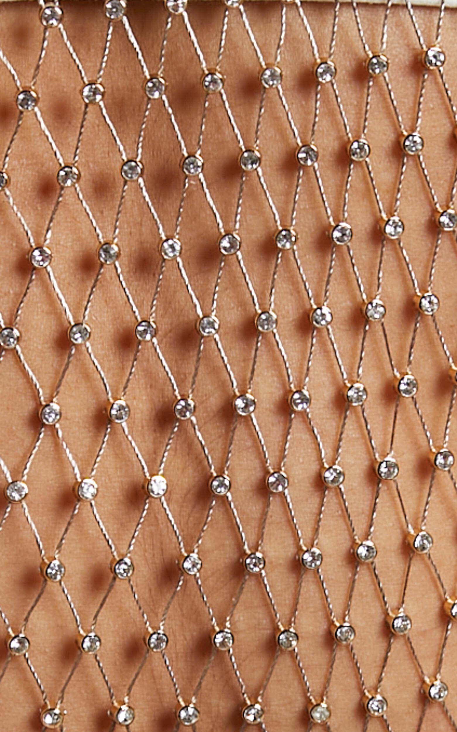 Charess Top - Diamante Mesh Long Sleeve Top in Gold Product Image