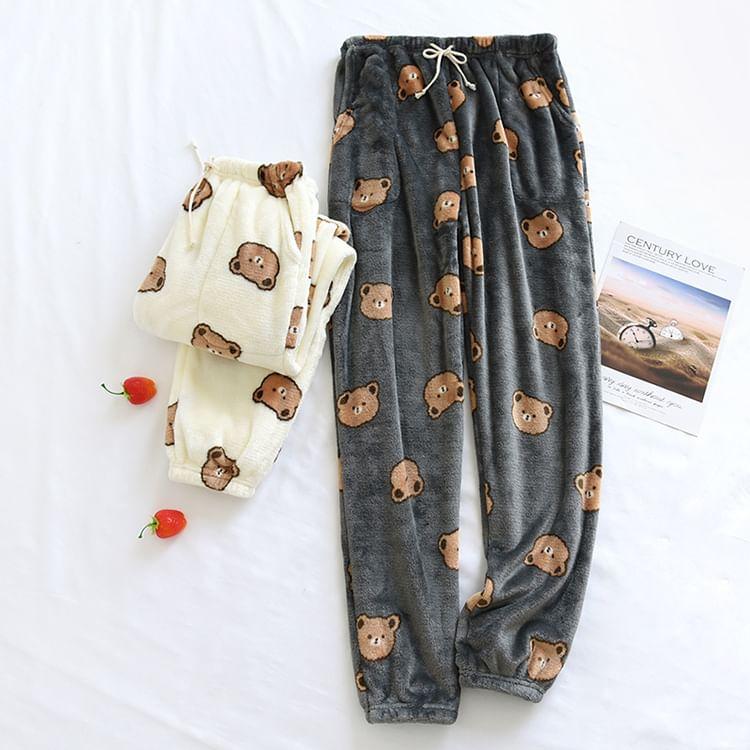 Couple Matching Bear Print Flannel Lounge Pants (Various Designs) Product Image