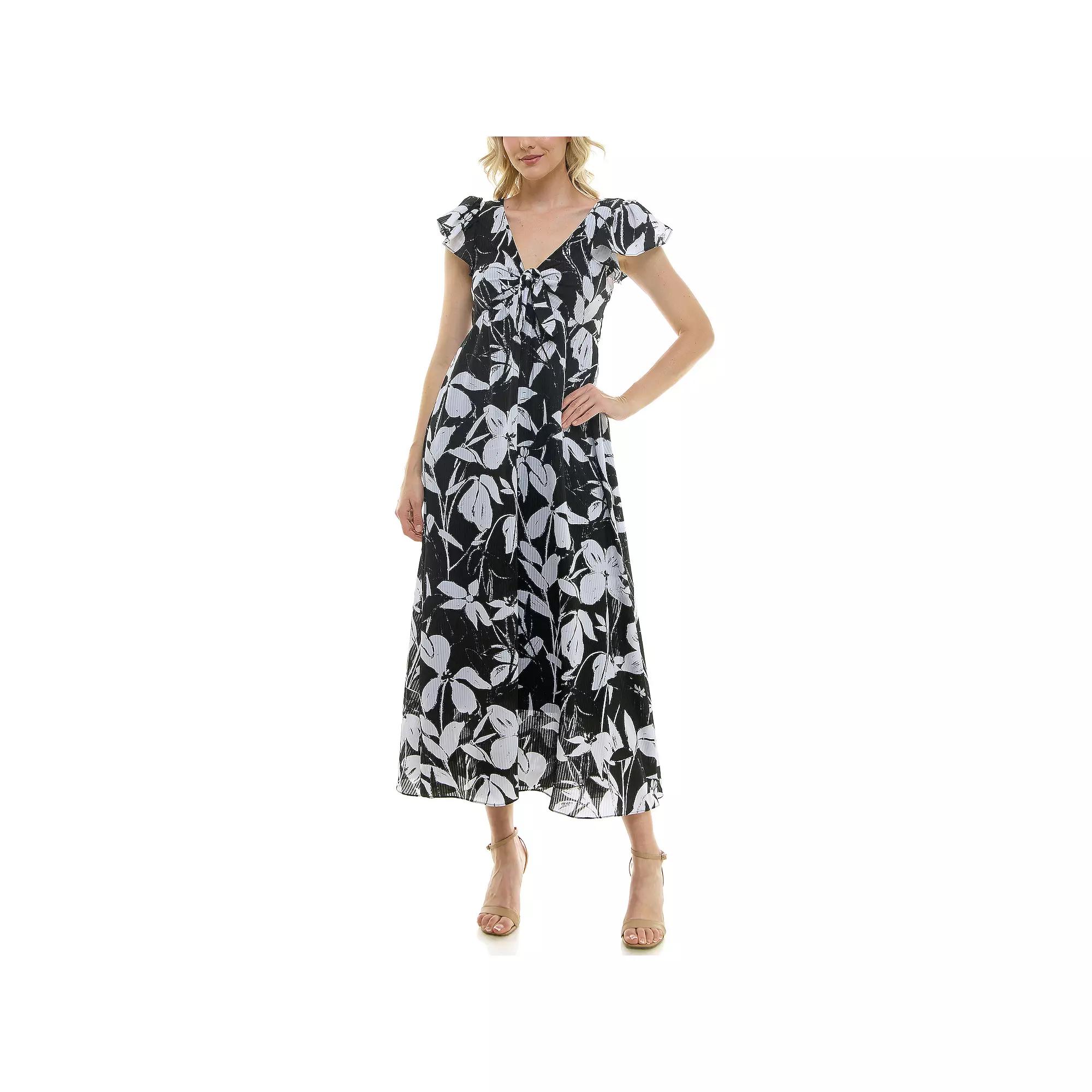Women's Taylor Ruffle Sleeve Maxi Dress, Size: 8, Black Ivory Product Image