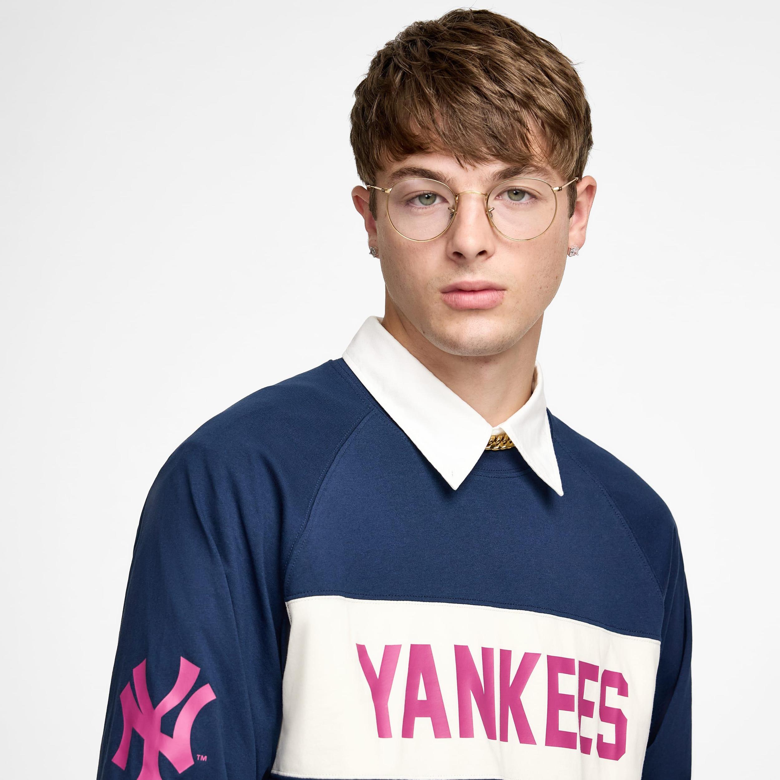 New York Yankees Color Block Douglas Fir Long Sleeve T-Shirt Male Product Image