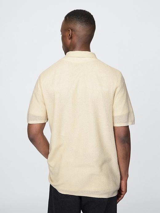 Textured Crochet Polo Shirt Product Image