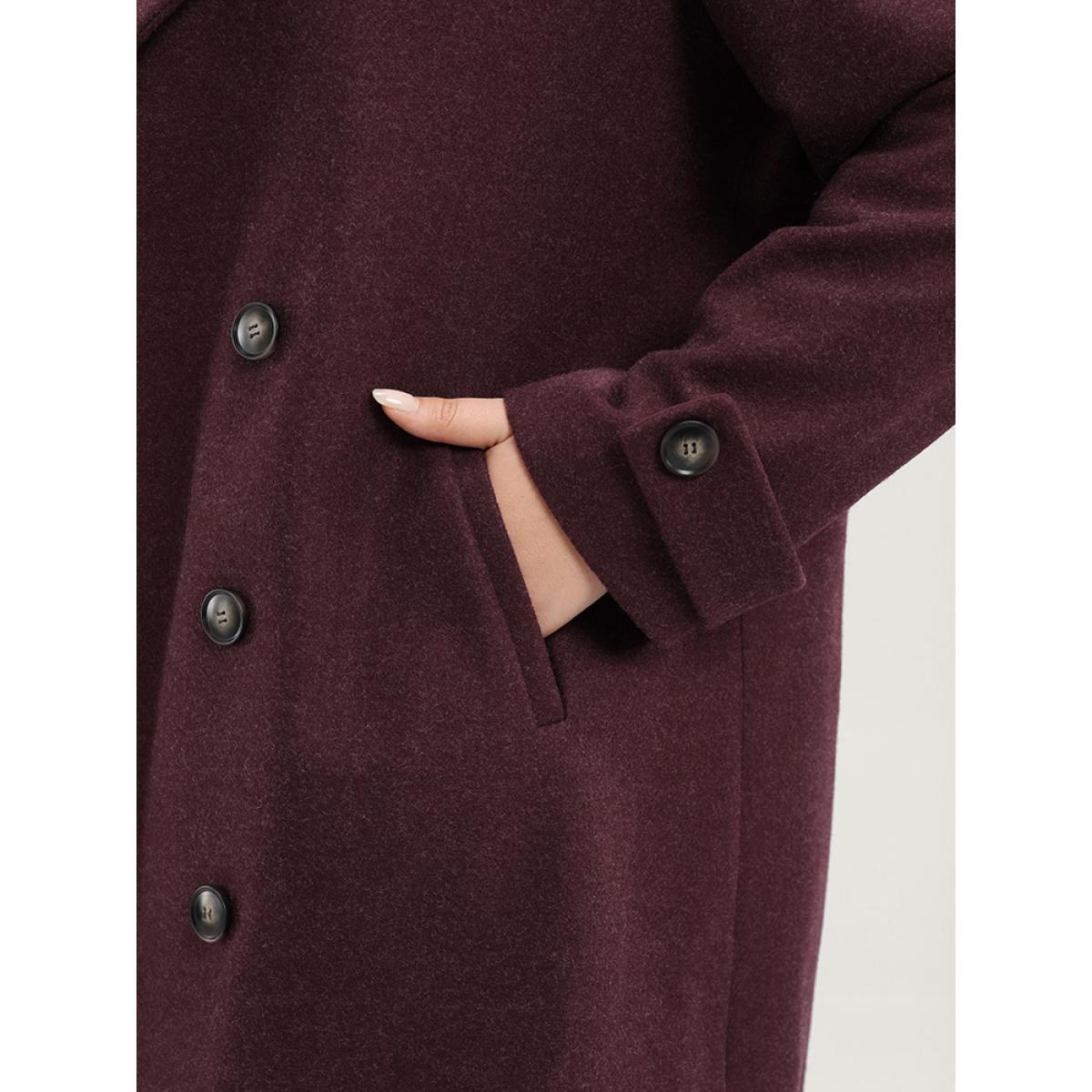 Plus Size Solid Suit Collar Pocket Double Breasted Blazer Women Burgundy Casual Double-Breasted Ladies Dailywear Winter Coats BloomChic 28/5X Product Image
