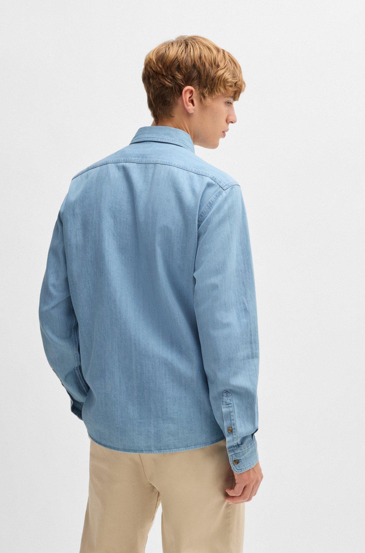 BOSS - Regular-fit shirt in blue cotton denim - Light Blue Product Image