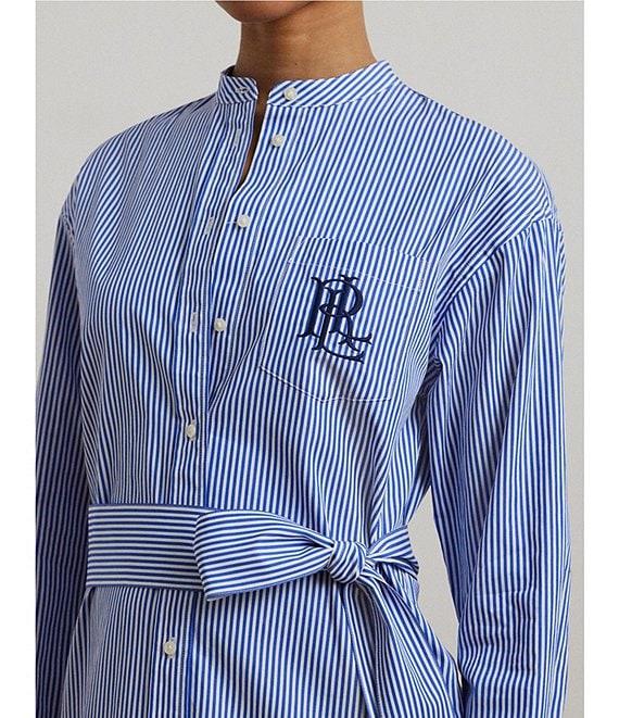 Lauren Ralph Lauren Broadcloth Striped Belted Shirt Dress Product Image