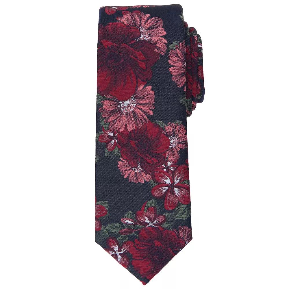 Men's Bespoke Floral Skinny Tie, Red Baker Product Image