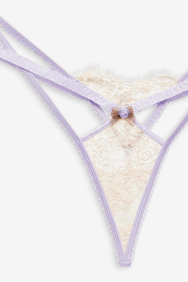 Victoria Lace Thong Panty — Ivory Product Image