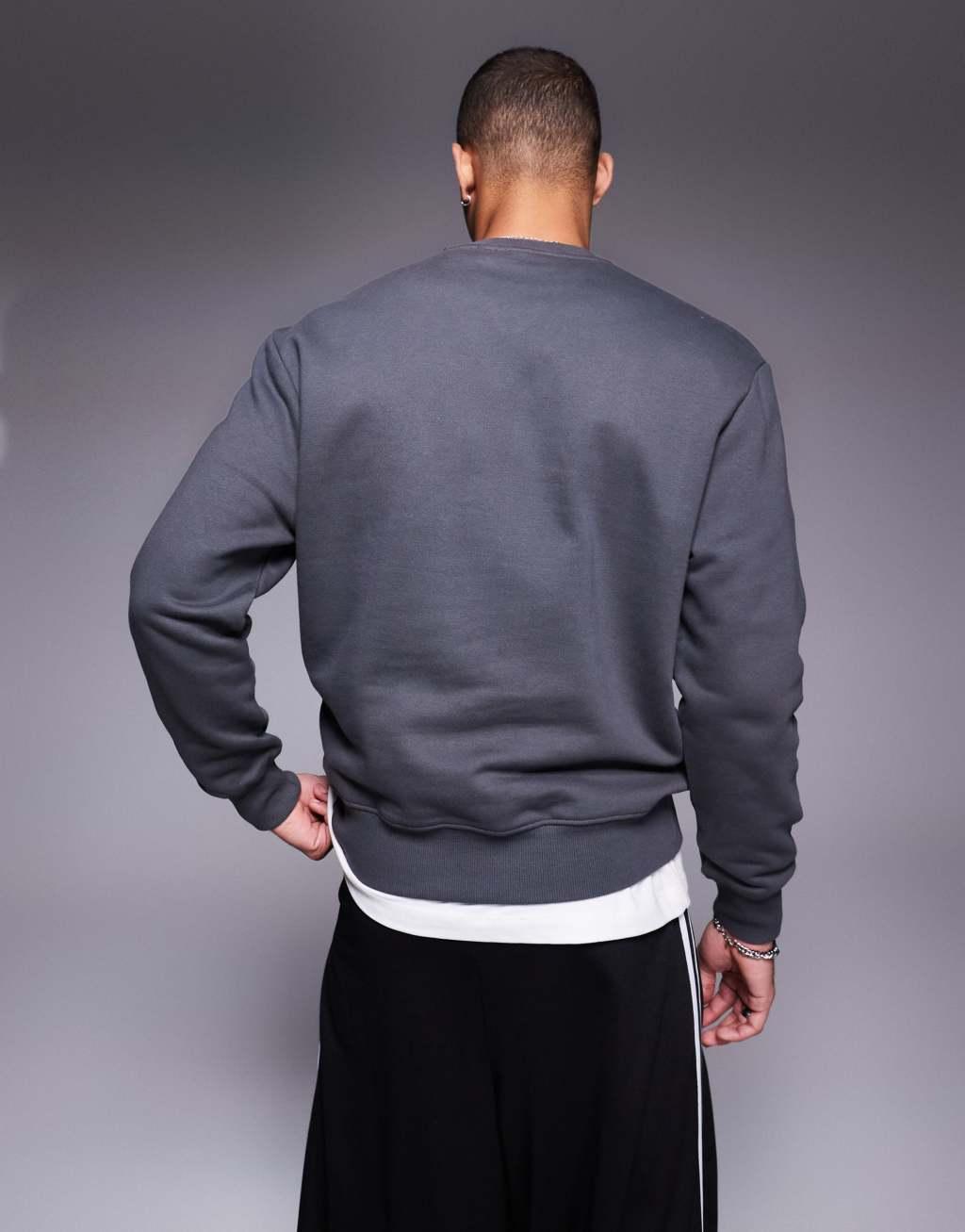 ASOS DESIGN premium heavyweight oversized sweatshirt in washed black Product Image