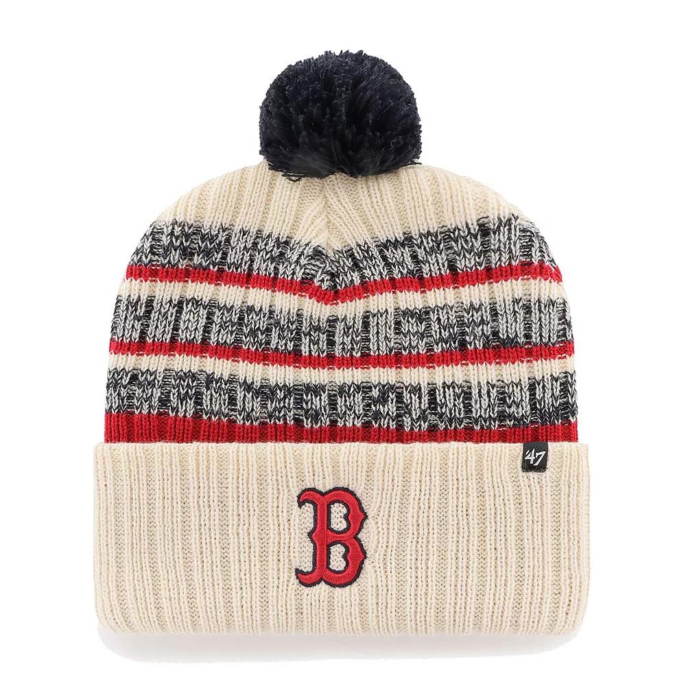 Men's '47 Natural Boston Red Sox Tavern Cuffed Knit Hat with Pom, Beige Product Image