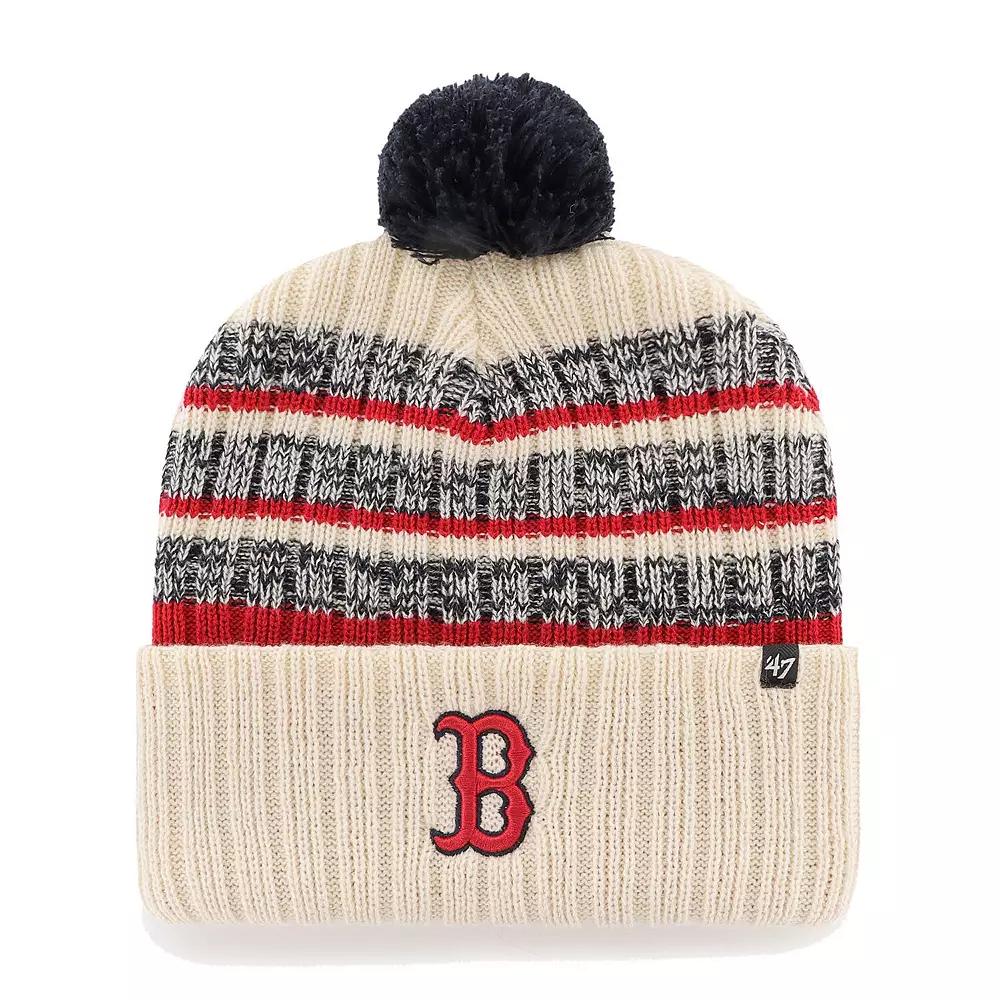 Men's '47 Natural Boston Red Sox Tavern Cuffed Knit Hat with Pom, Beige Product Image