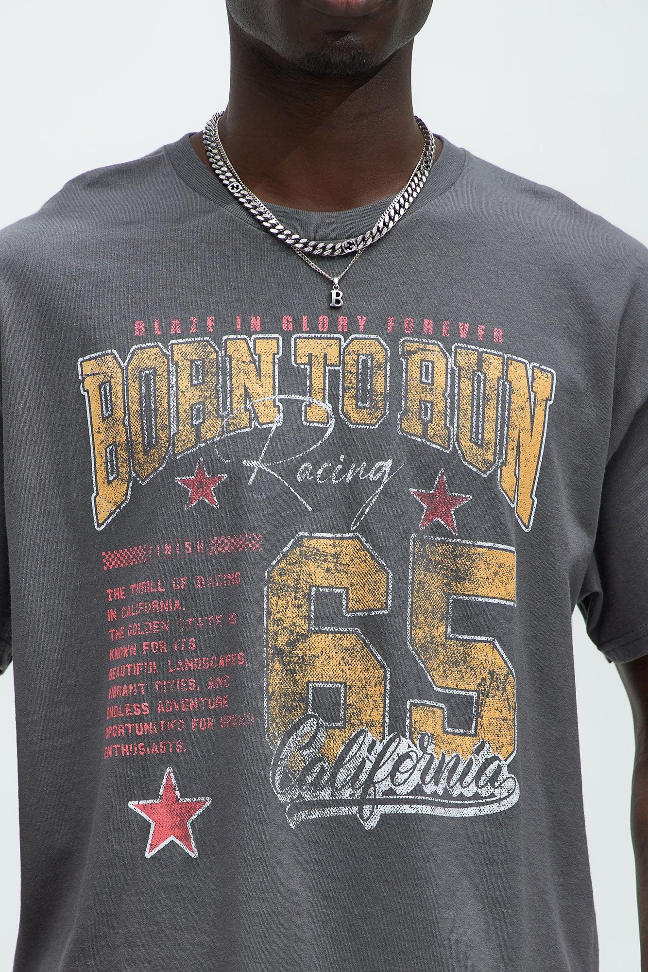 Born To Run Short Sleeve Cropped Tee - Charcoal Product Image