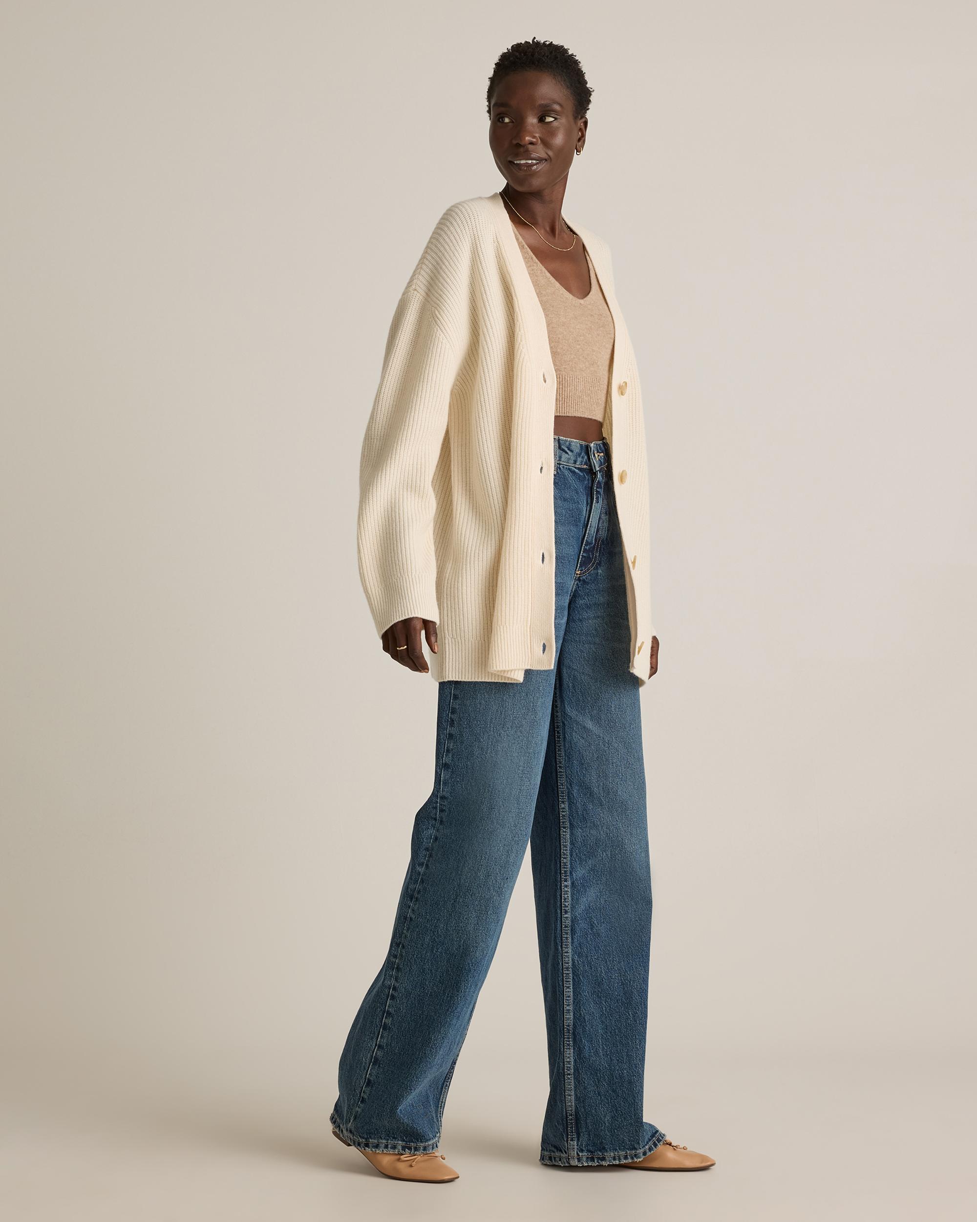 Quince | Women's Mongolian Cashmere Oversized Boyfriend Cardigan Sweater Product Image