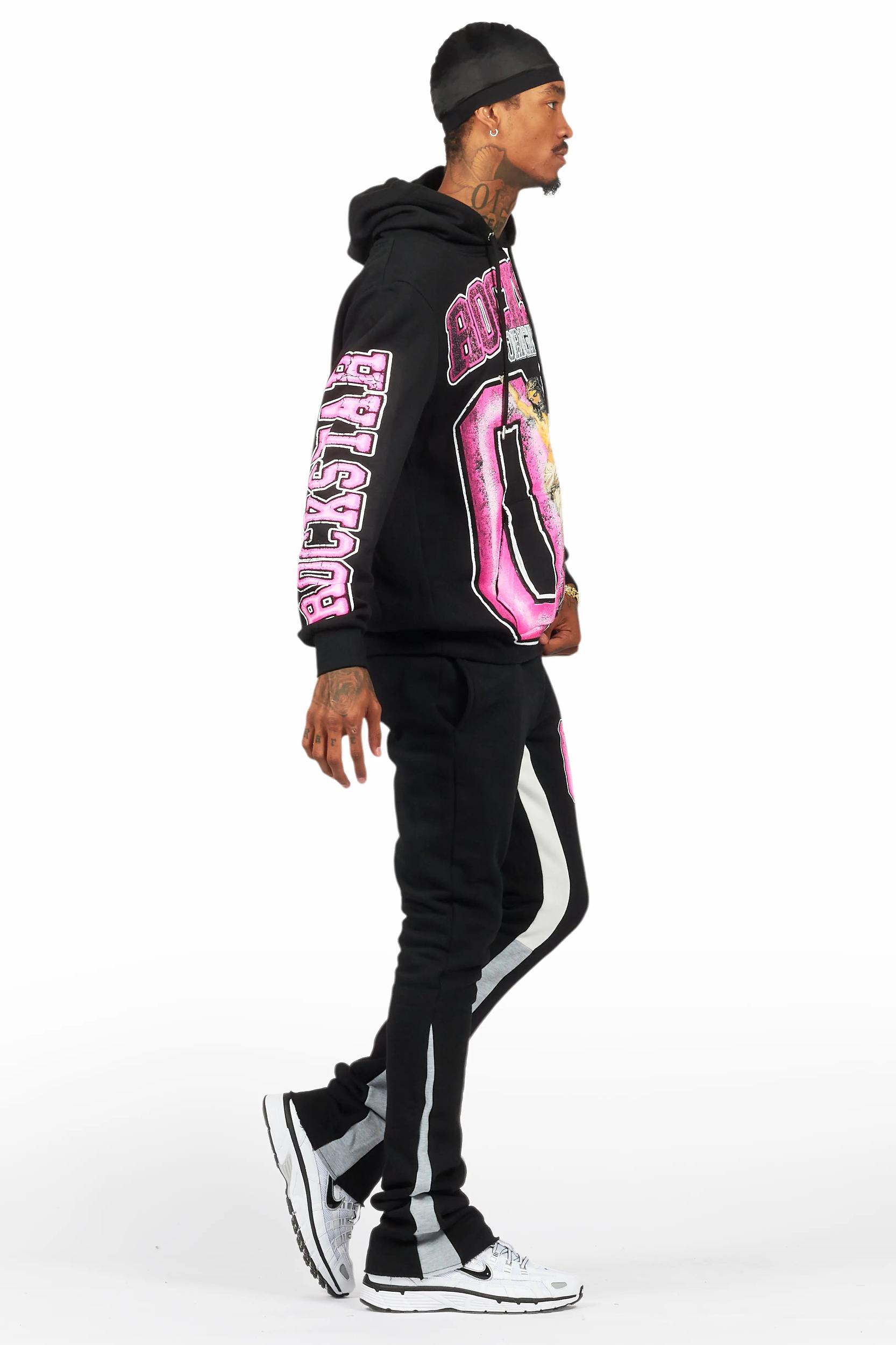 Fields Black/Pink Stacked Flare Hoodie Track Set Male Product Image