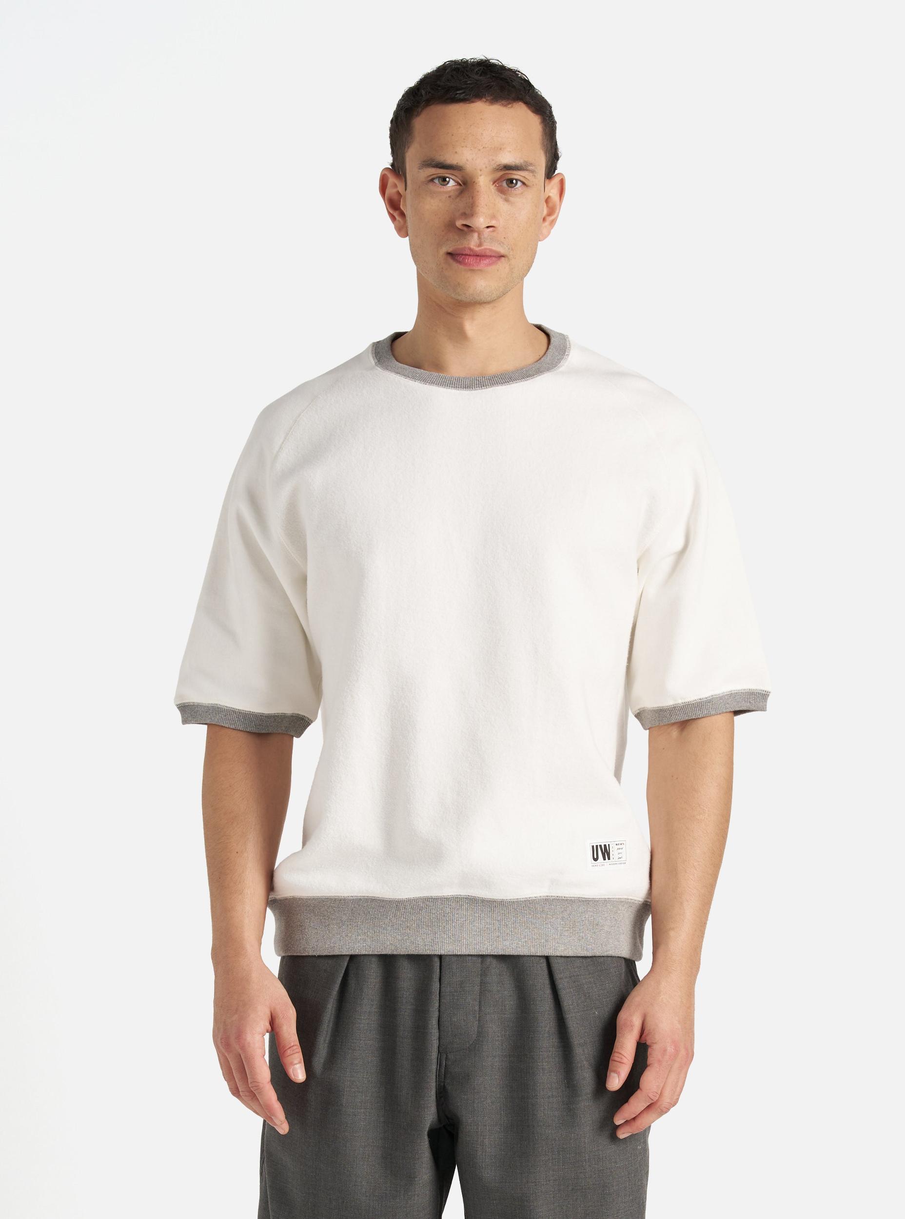 Ecru Brush Back Sweat Short Sleeve Crew Product Image