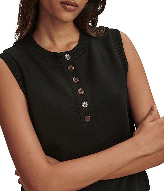 Varley Marla Crew Neck Sleeveless Button Down Placket Coordinating Tank Top Product Image