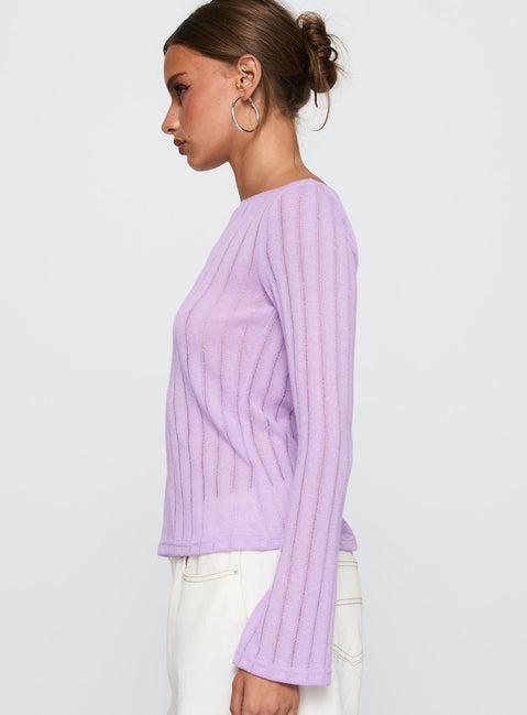 Tuppence Ribbed Long Sleeve Top Lilac Product Image