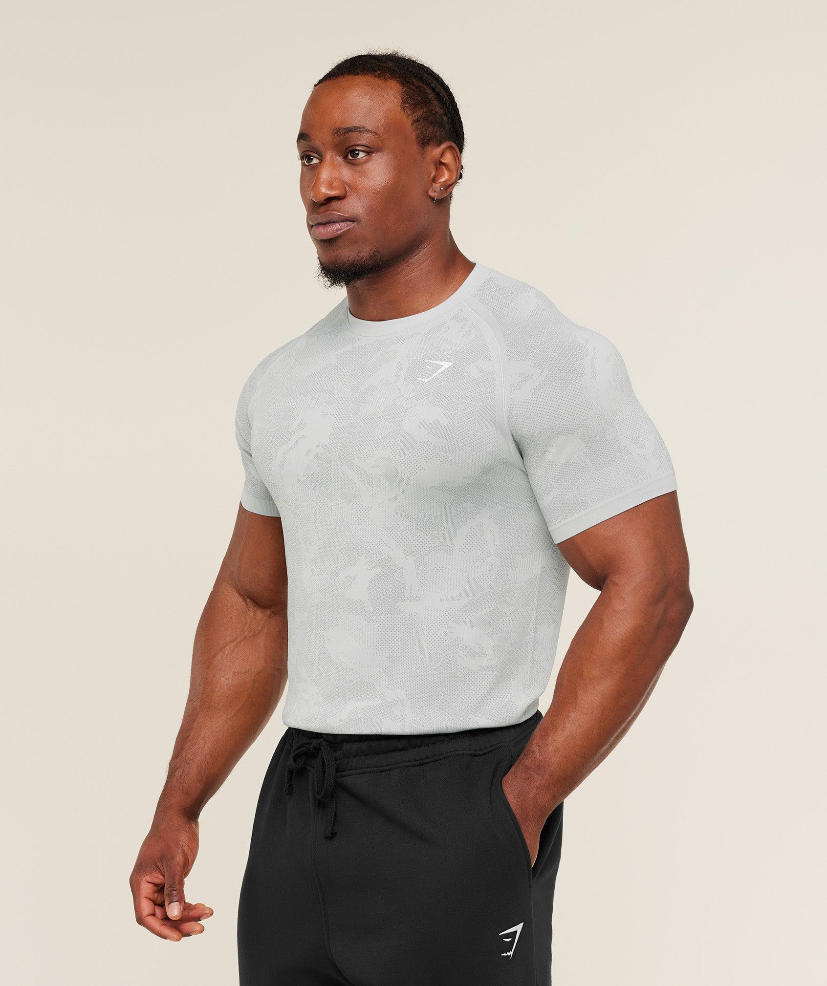 Gymshark Geo Seamless T-Shirt - Light Grey/Smokey Grey Male Product Image