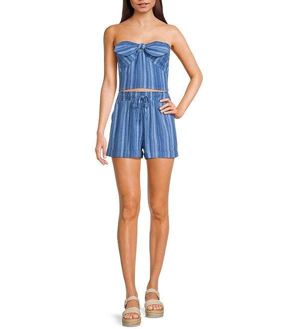 Honey & Sparkle Striped Mid Rise Coordinating Pull-On Shorts Product Image