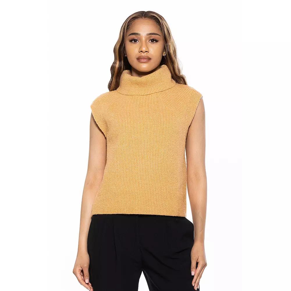 Women's ALEXIA ADMOR Jaylani Ribbed Knit Turtleneck Sweater Vest, Size: XS, Camel Product Image