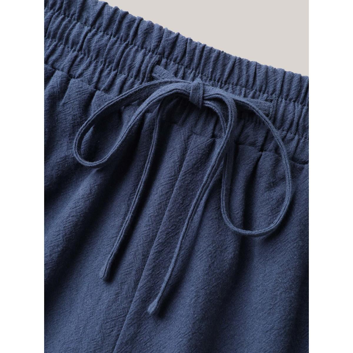 Plus Size Lace Cut-Out Straight-Leg Plain Pants Women Indigo Boho Straight Leg Mid Rise Vacation Pants BloomChic 22-24/3X Product Image