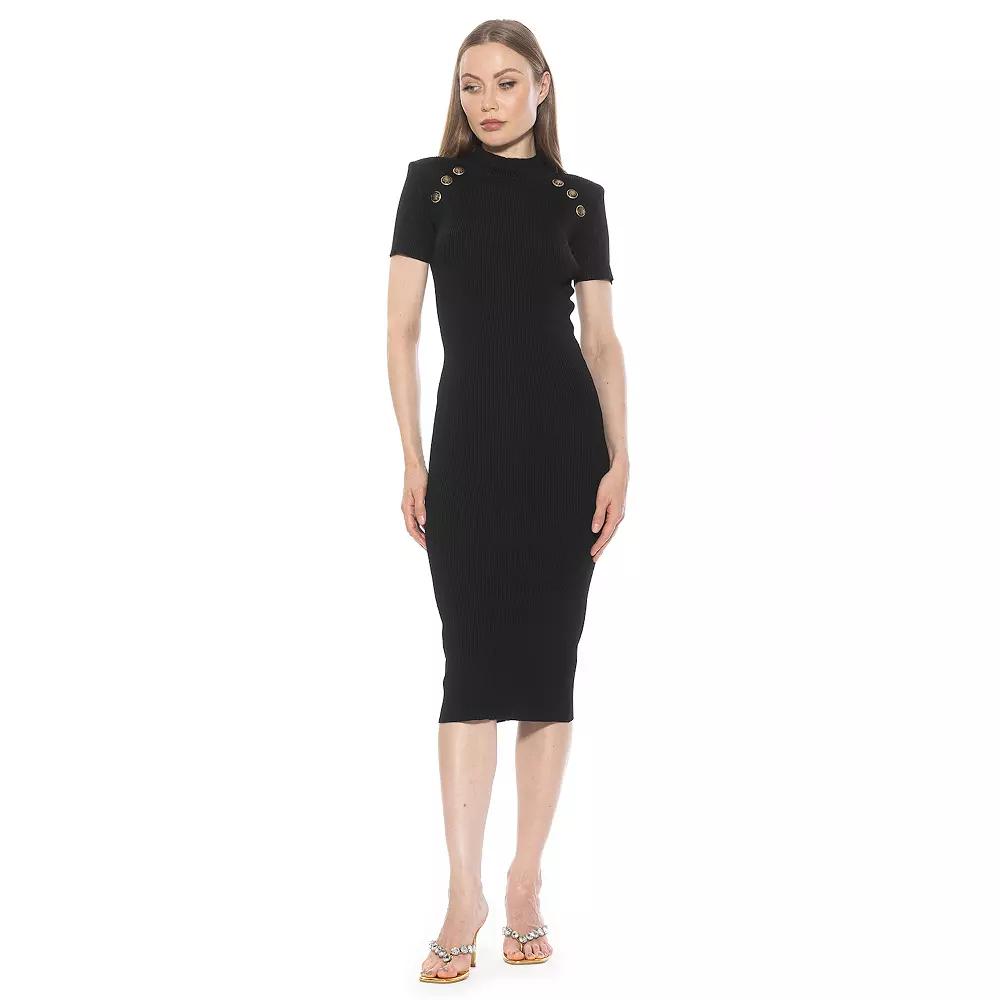 Women's ALEXIA ADMOR Adara Short Sleeve Mock Neck Midi Dress,  Product Image