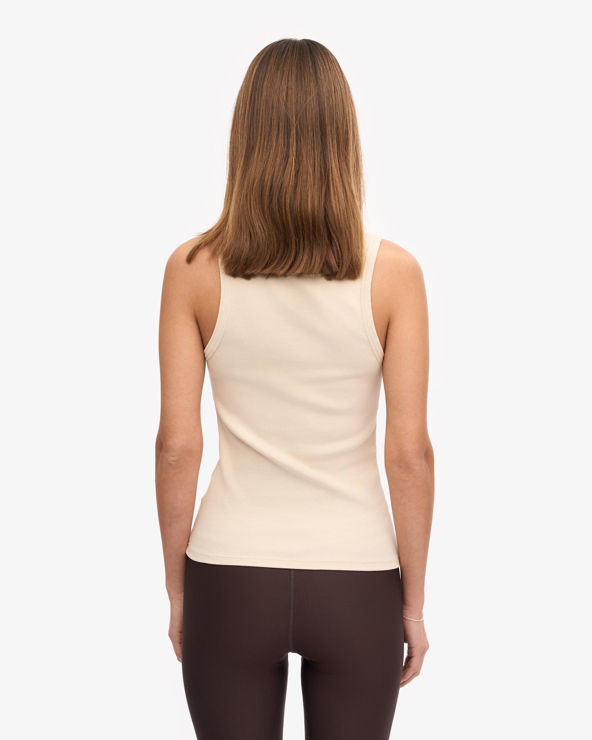 Women Organic Rib Tank Top - Ivory White Product Image