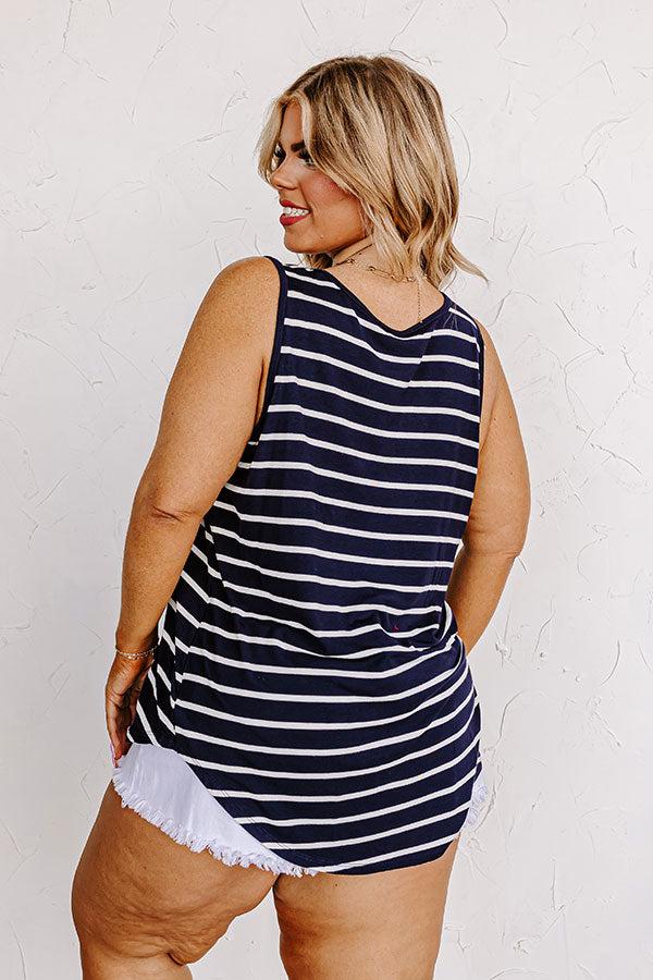 Sweeter In Stripes Shift Tank In Navy Curves Product Image
