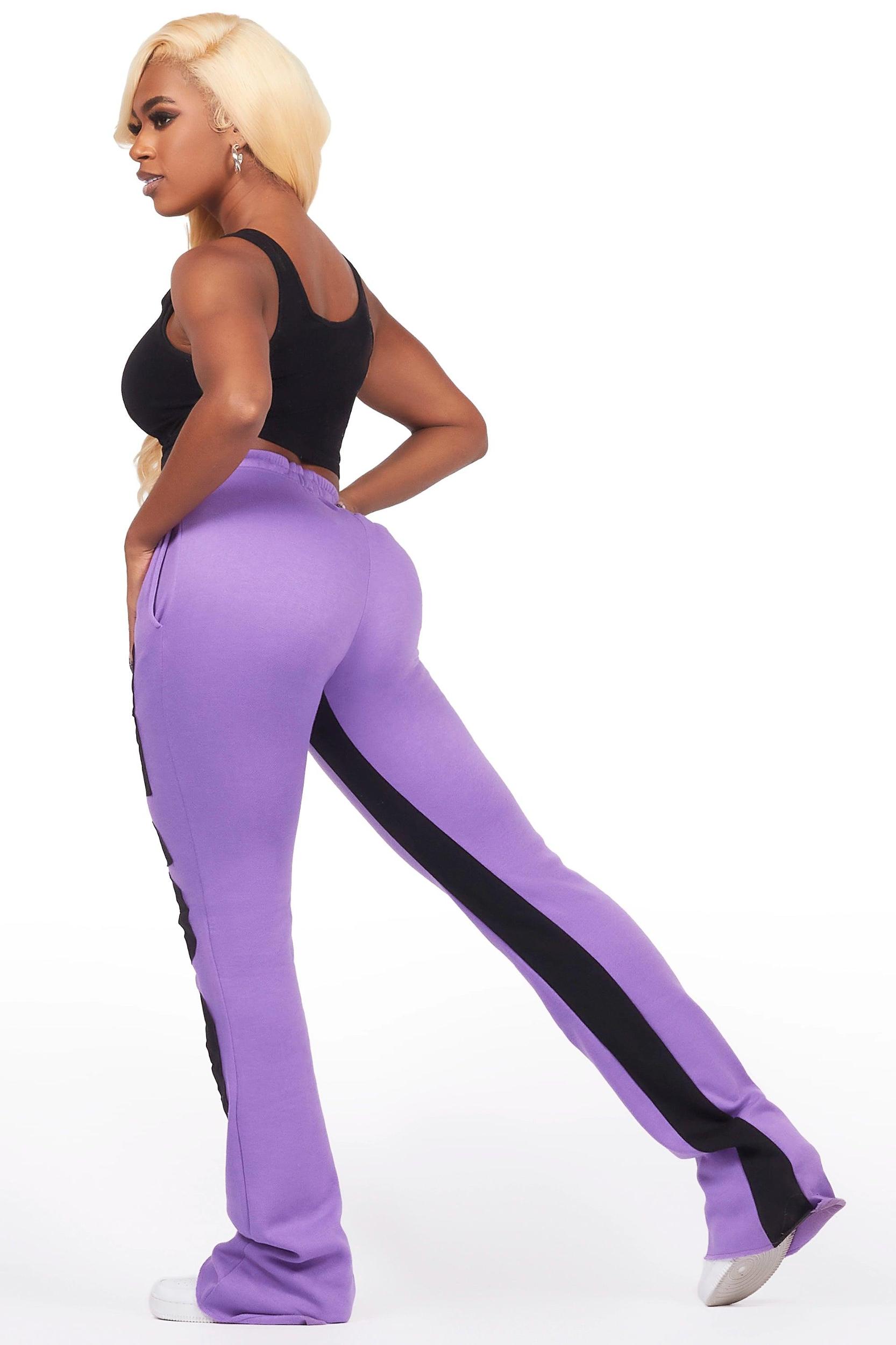 Juatica Purple Baggy Stacked Track Pant Female Product Image