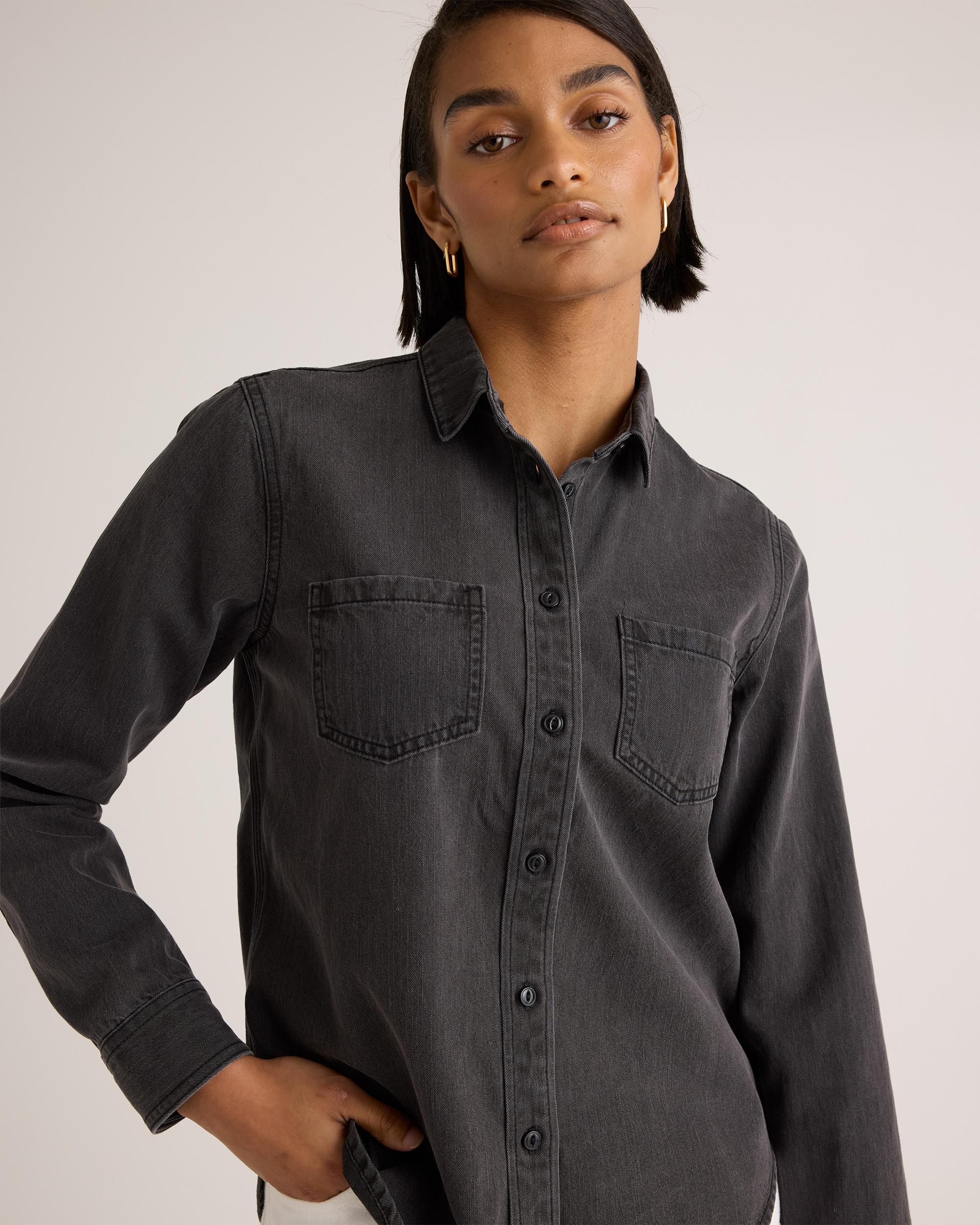 Quince | Women's Distressed Denim Shirt Cotton Product Image