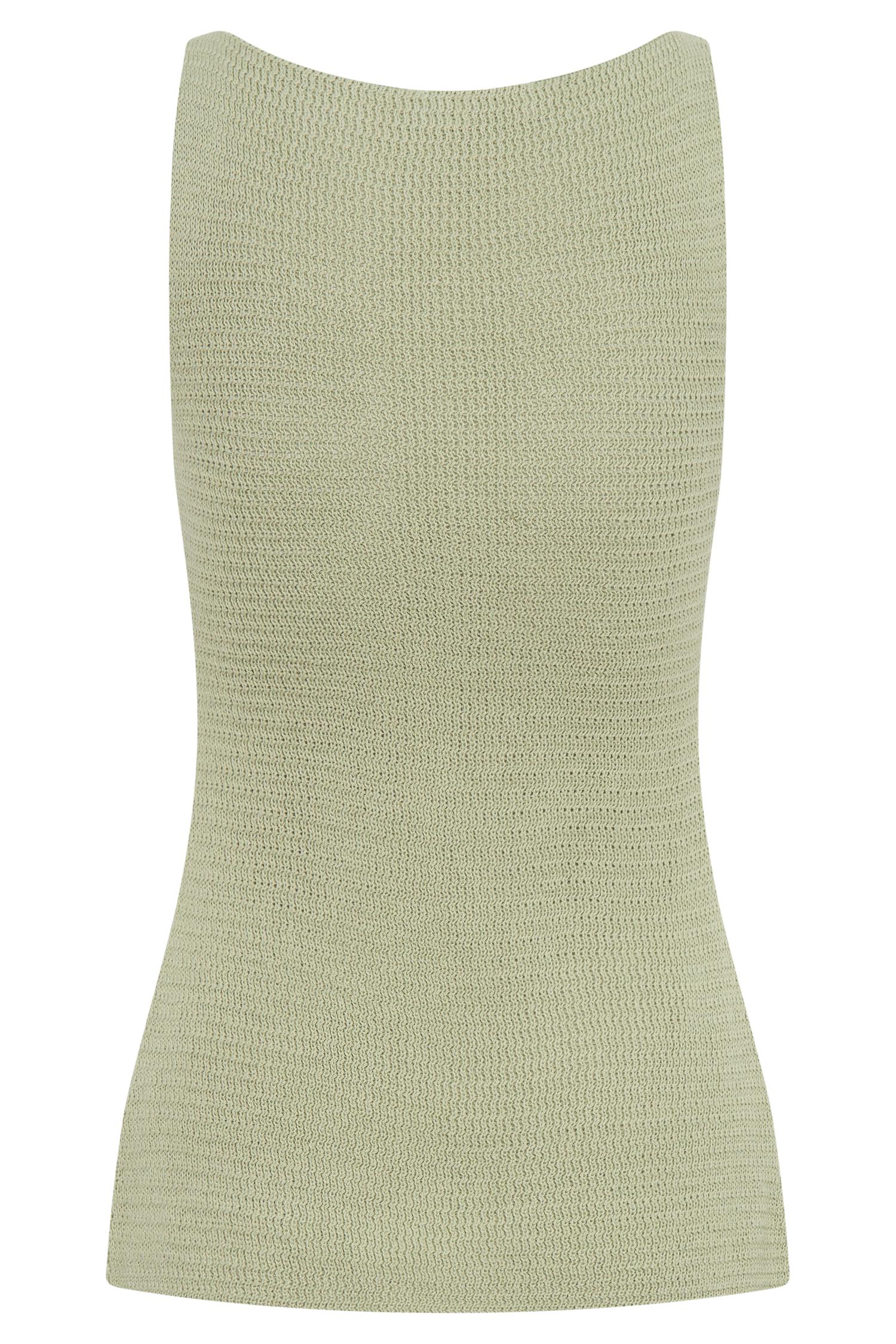 Ridley Knit Tank Top With Split - Pastel Green Product Image