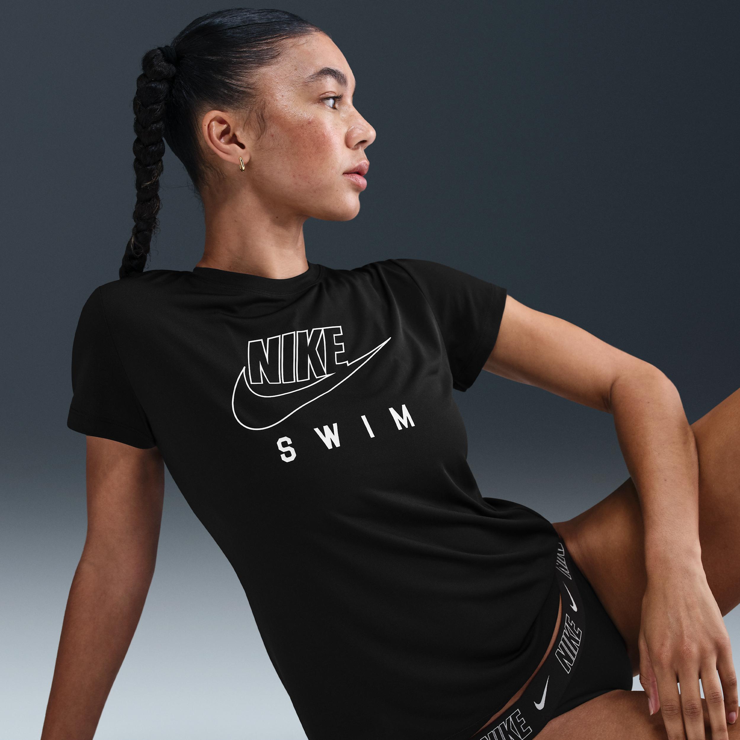 Nike Womens Swim Swoosh Hydroguard Short-Sleeve Top | NESSF326-001 Product Image