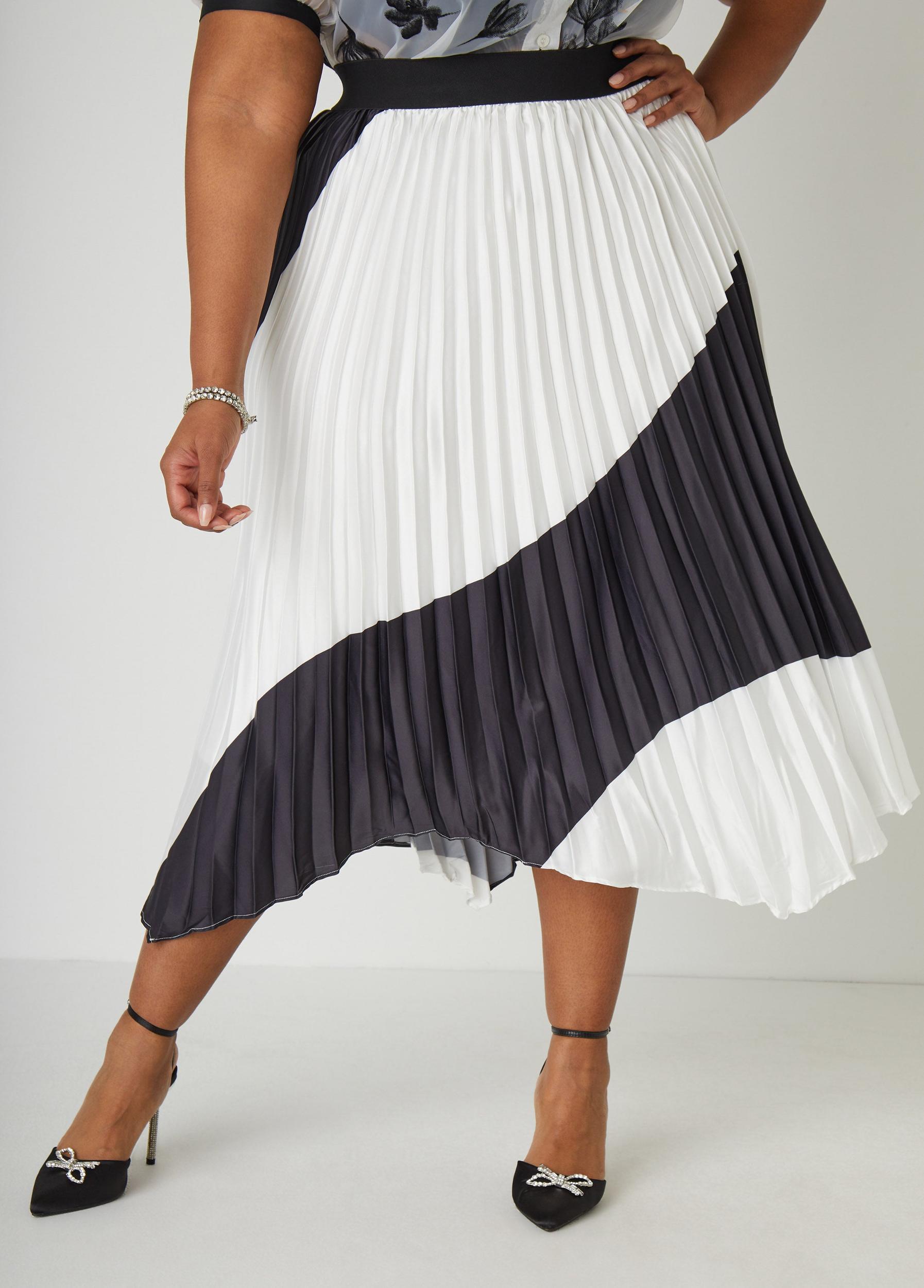 Two Tone Pleated Maxi Skirt Product Image