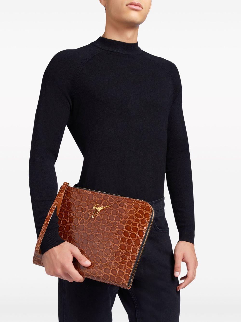 Fabian crocodile-embossed leather pouch Product Image
