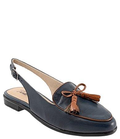 Trotters Lillie Leather Tassel Bow Slingback Flats Product Image