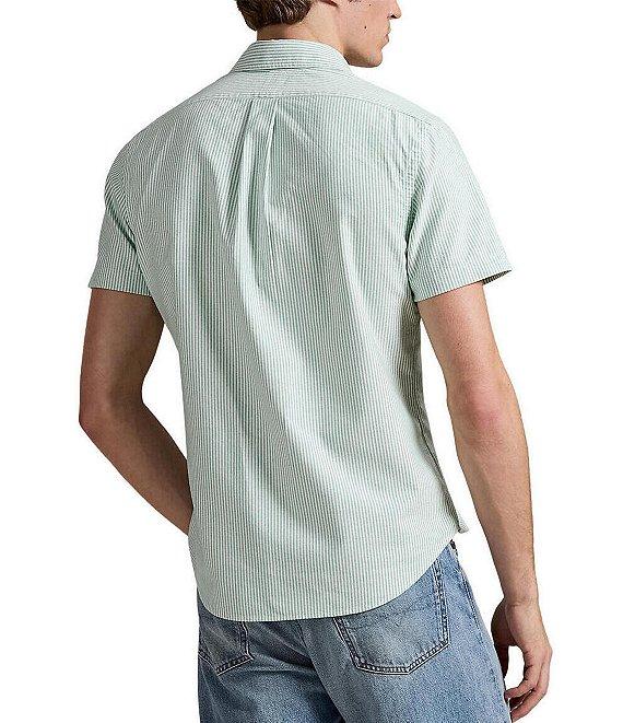 Polo Ralph Lauren Classic Fit Stripe Oxford Short Sleeve Woven Shirt Product Image