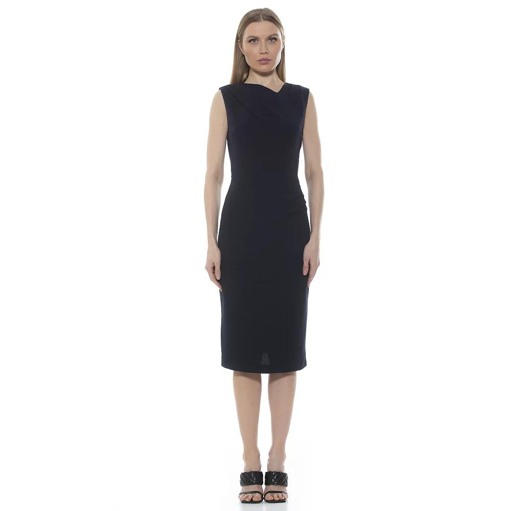 Women's ALEXIA ADMOR Khloe Ruched Midi Sheath Dress,  Product Image