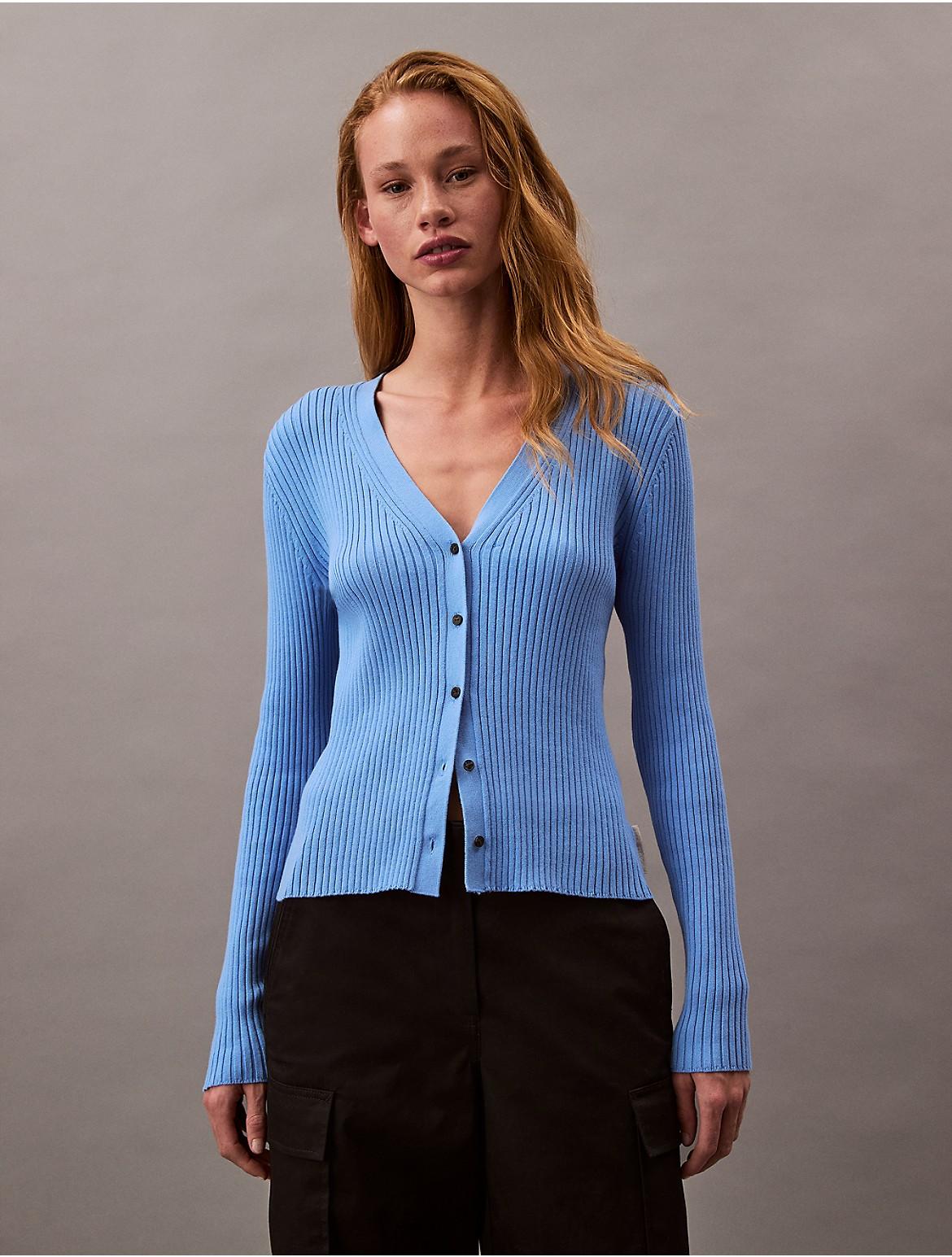 Calvin Klein Womens Smooth Cotton Rib Sweater Cardigan Product Image