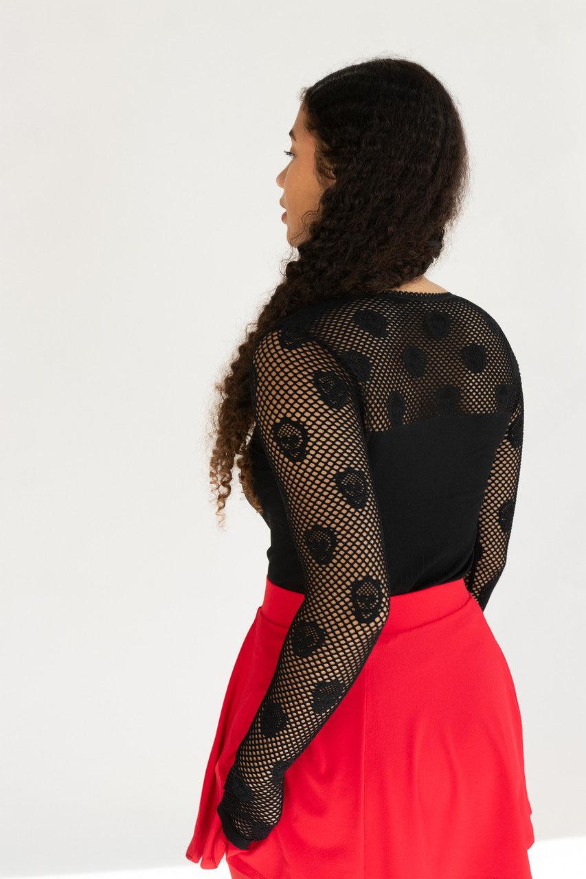 Black Skull Long Sleeve Fishnet Top Product Image