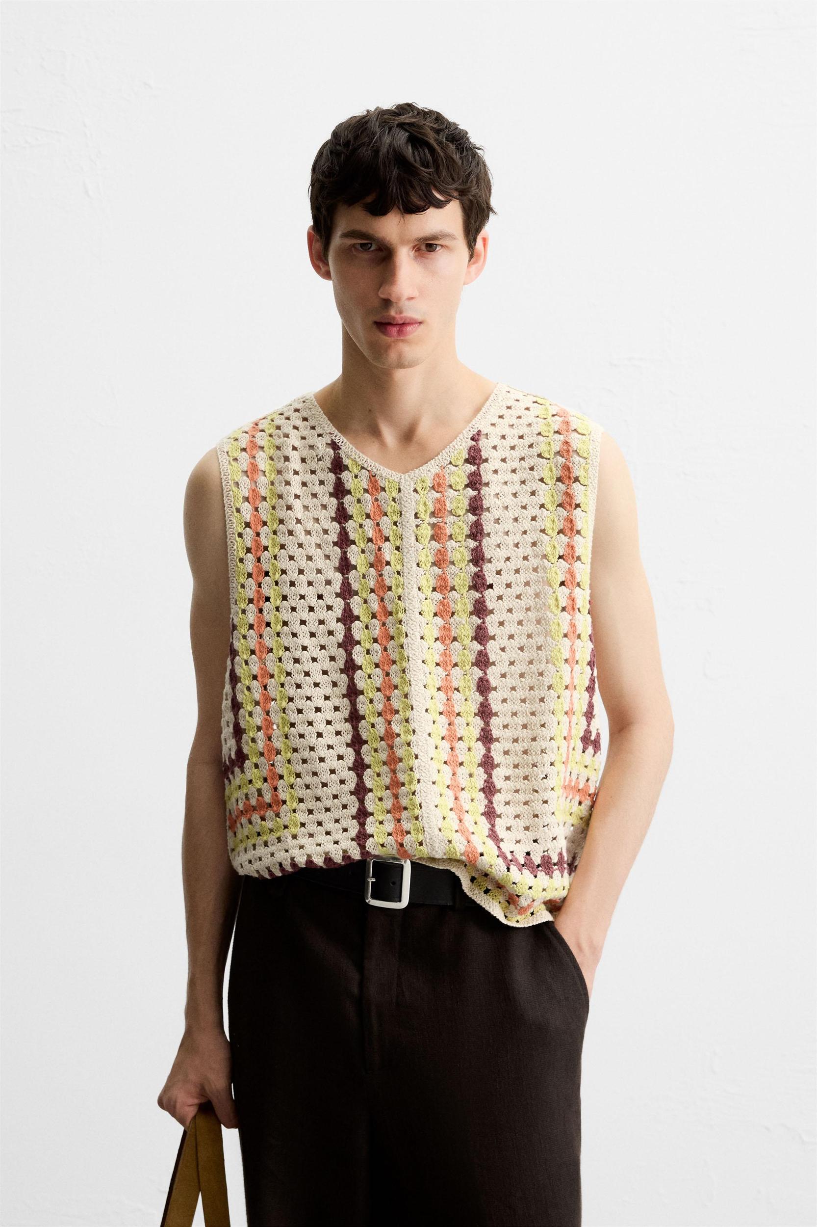 CROCHET TEXTURED VEST Product Image