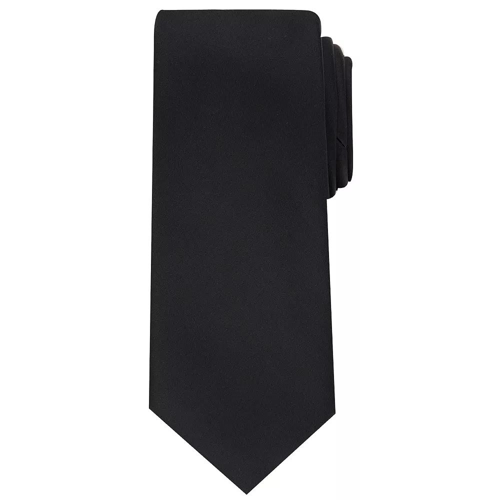 Men's Bespoke Solid Sateen Slim Tie, Black Sateen Product Image