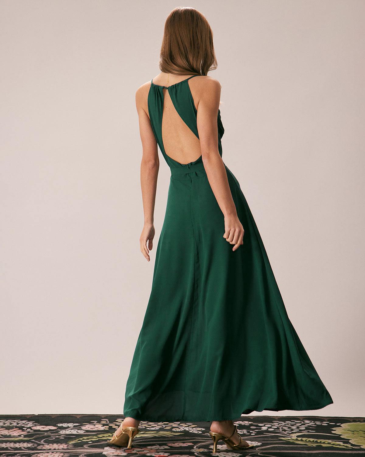 The Navy Cowl Neck Cutout Back Maxi Dress Product Image