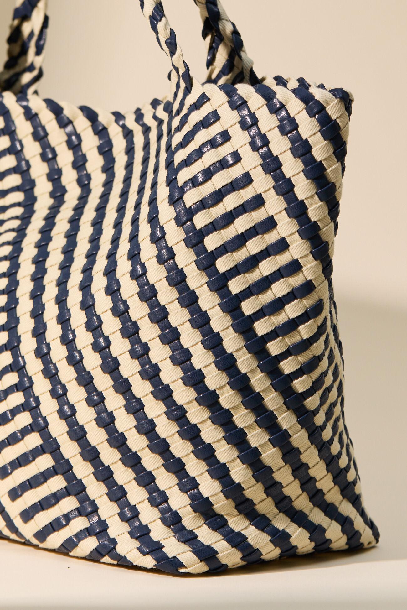 Woven Checkered Tote And Pouch Set Product Image