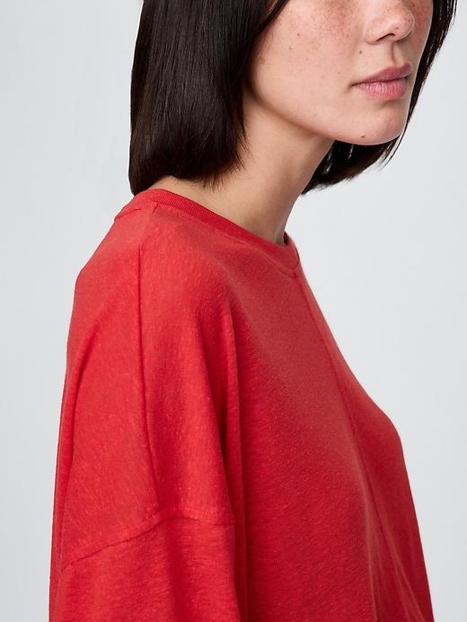 Oversized Linen-Blend Swing Top Product Image