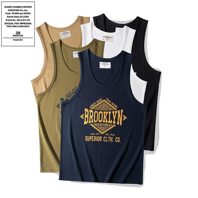 Sleeveless Scoop Neck Lettering Tank Top Product Image