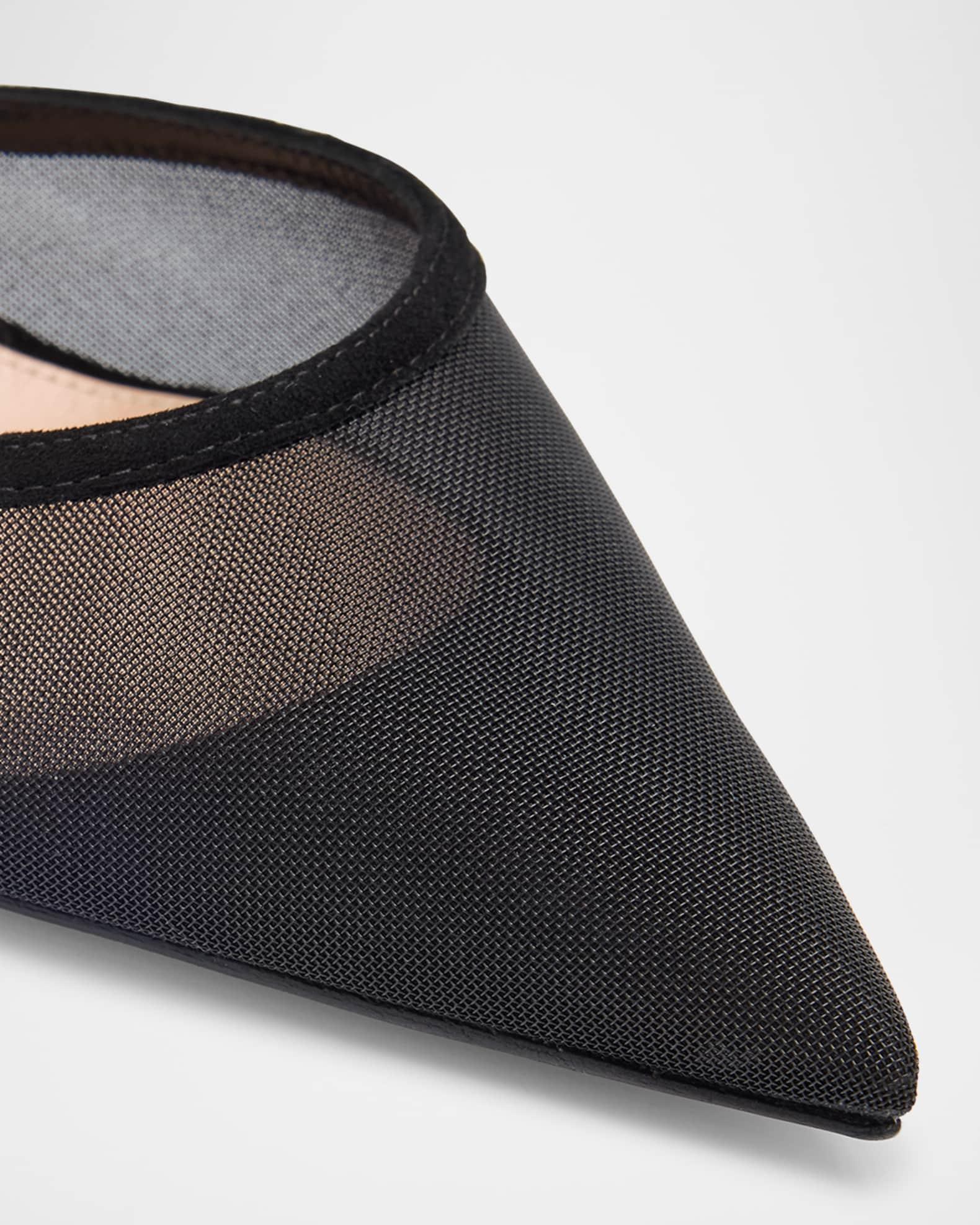 Suede Organza Ankle-Strap Pumps Product Image